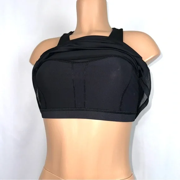 Lululemon Women’s Sz 8 Body Con Tank Top W/ Shelf Bra Black Activewear Mesh Back - Picture 10 of 15